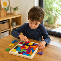 Puzzle Enfant en Bois — Formes Géométriques Colorées