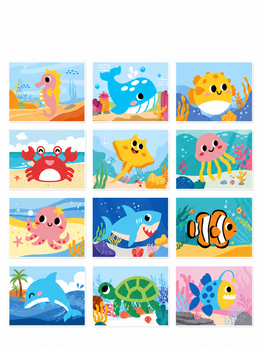 Puzzle Enfant Autocollant – 12 Modèles Illustrés