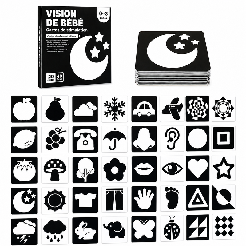 Jouet Montessori - Cartes de Stimulation Visuelle pour Bébé