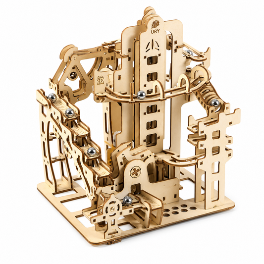 Jeu de Construction Magnétique & Mécanique — Circuit de Billes 3D en Bois