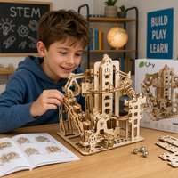Jeu de Construction Magnétique & Mécanique — Circuit de Billes 3D en Bois