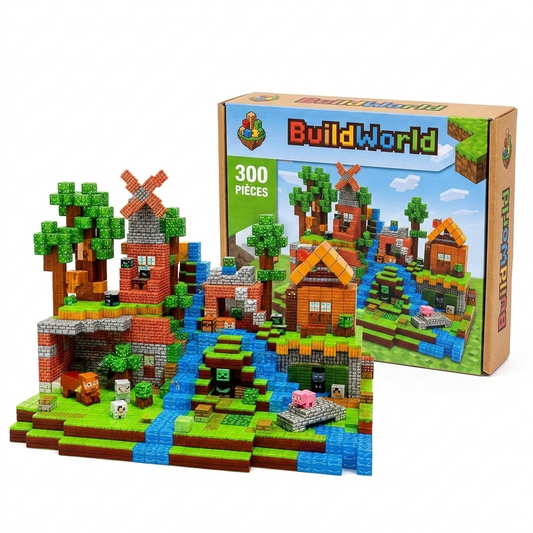 Jeu de Construction Magnétique BuildWorld – Pack Village XL