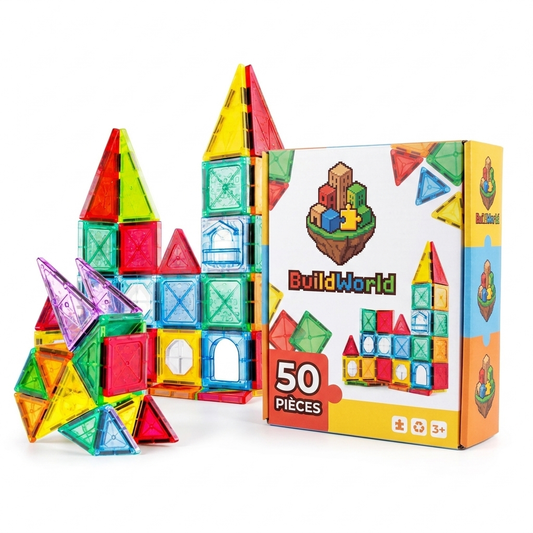 Jeu de construction magnétique - Tuiles Colorées