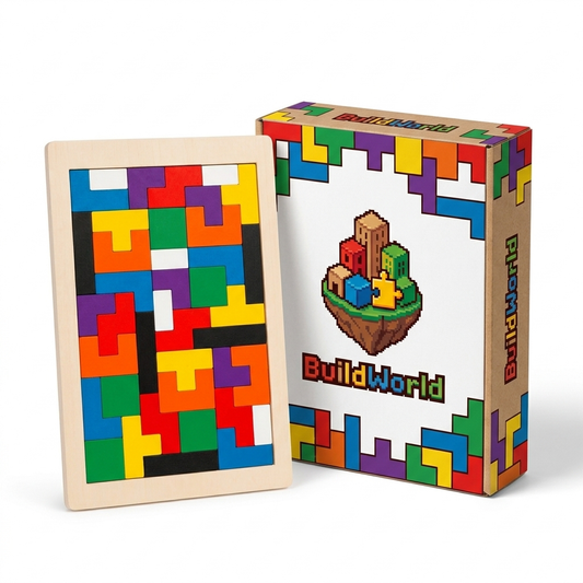 Puzzle Enfant en Bois — Formes Géométriques Colorées